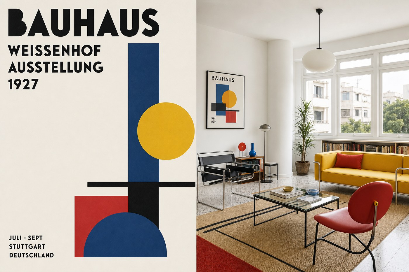 White City Tel Aviv apartment interior with geometric Bauhaus furniture